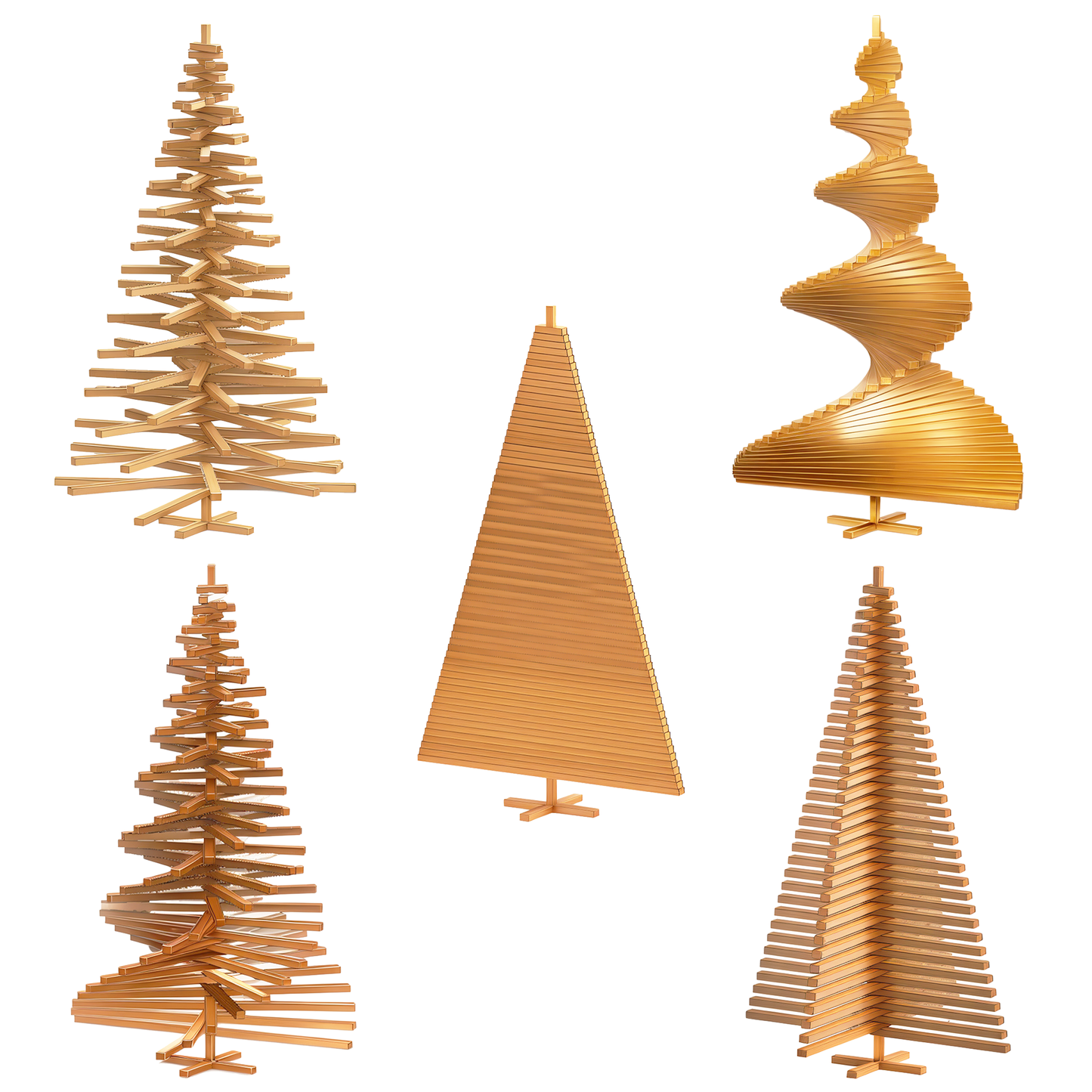 Weihnachtsbaum 0.5m, frontansicht, alle Varianten, normal, spirale, gerade